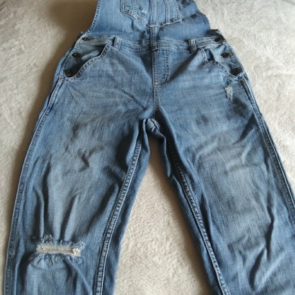 Sneak Peek Distressed Denim Skinny Overalls EUC - Picture 7 of 14